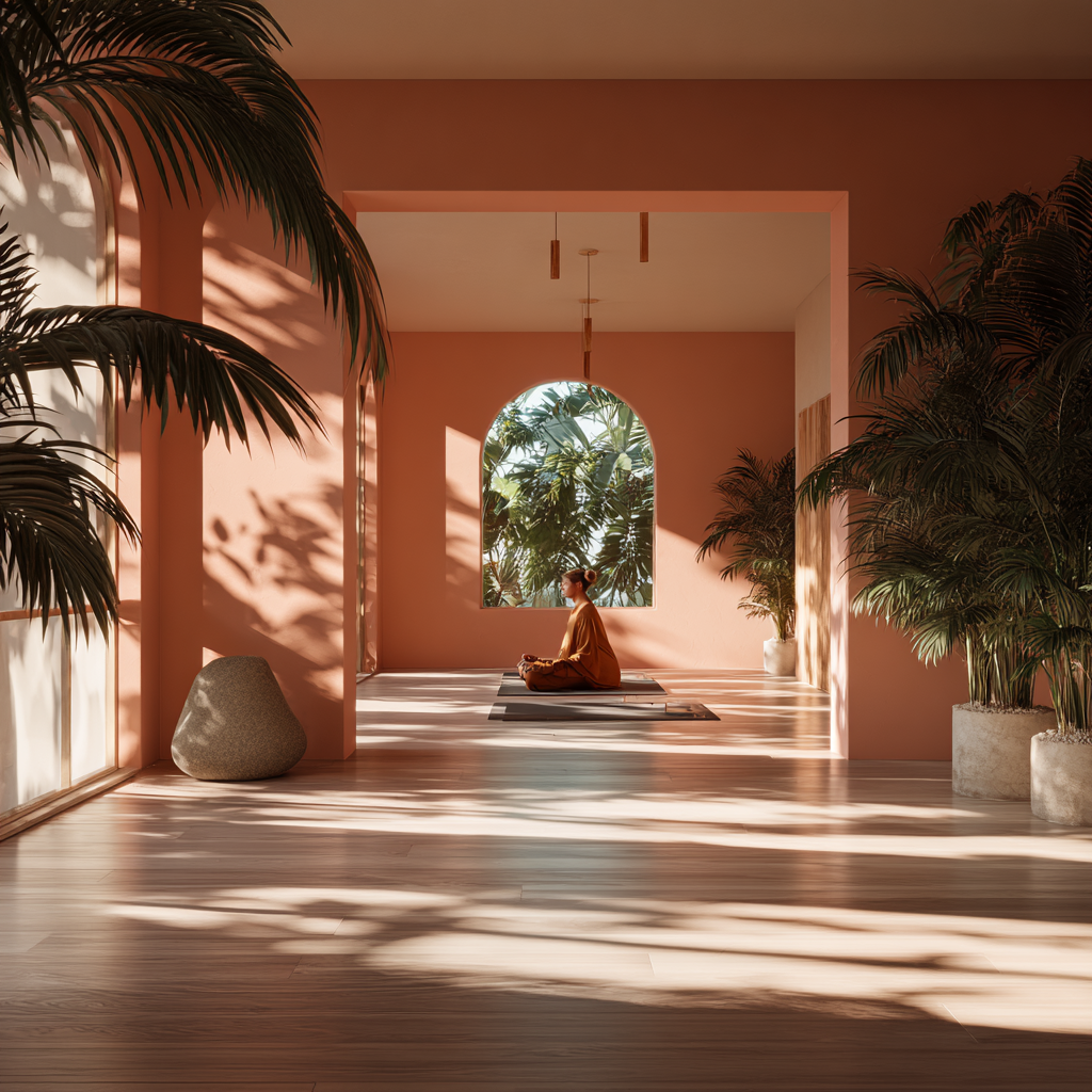 Mujer practicando yoga en posición de meditación